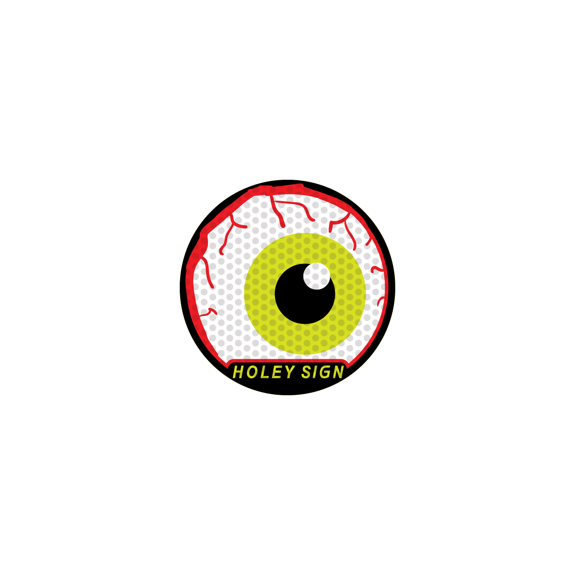 Halloween Right Eyeball Red White Green