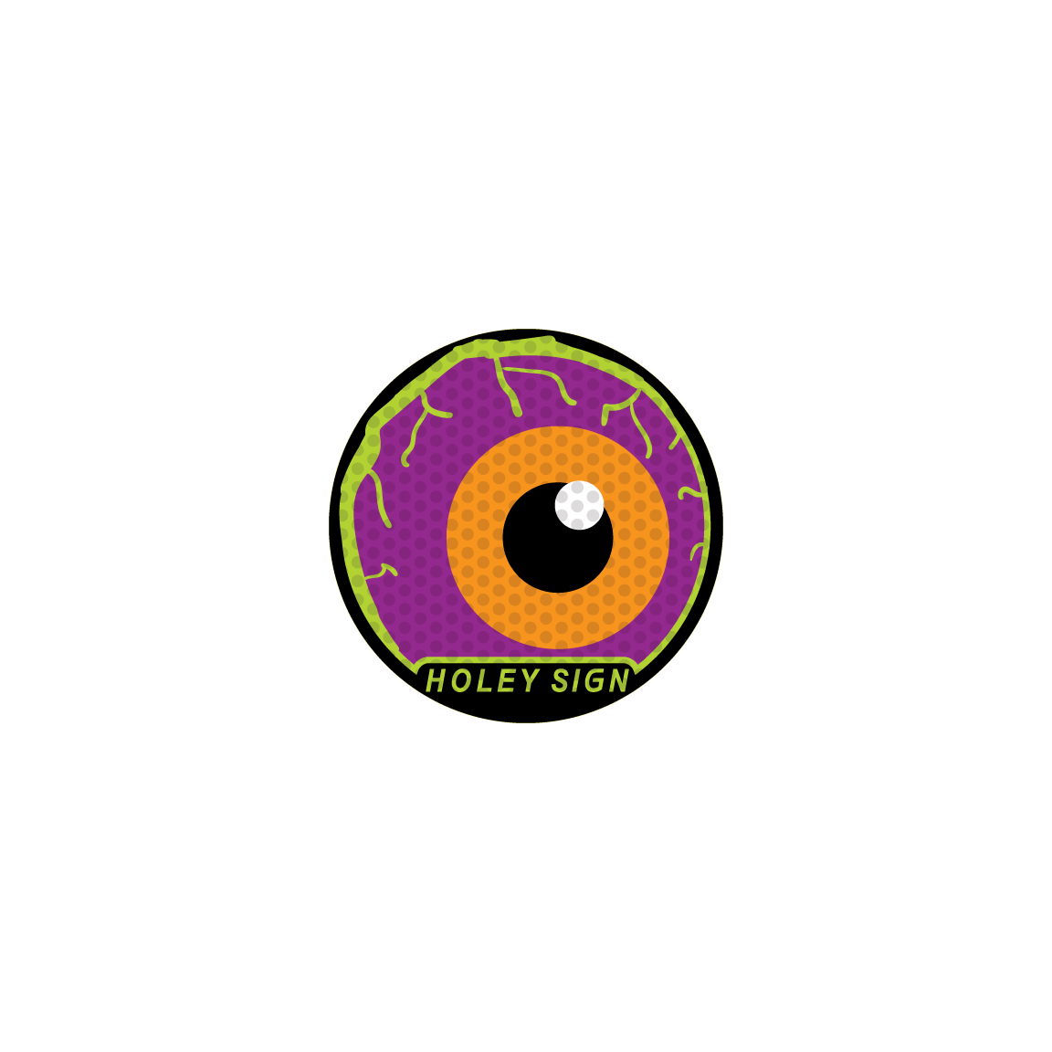 Halloween Right Eyeball Purple Orange Green